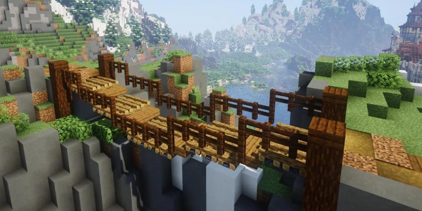 Best Minecraft Survival Mods - Rope Bridge