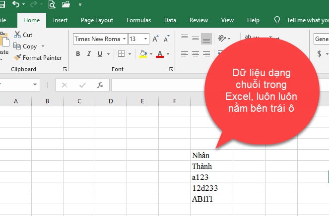 Các loại dữ liệu thường gặp trong Excel: Tổng quan và cách sử dụng