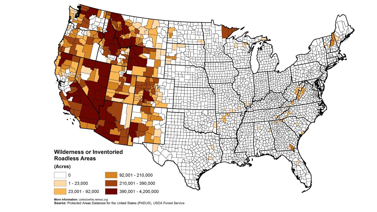 Inventoried Roadless Area Acreage by State